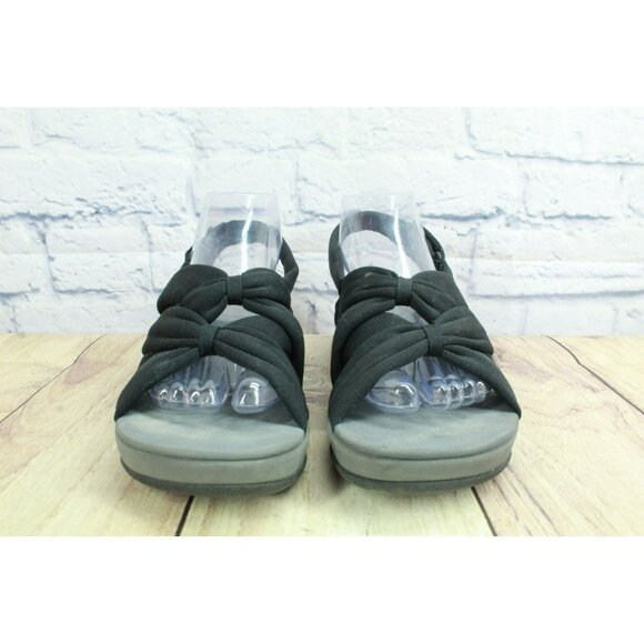 Clarks Arla Meg Cloudsteppers Black Nylon Cushioned Flat Sandals Size 9 M - Picture 4 of 9